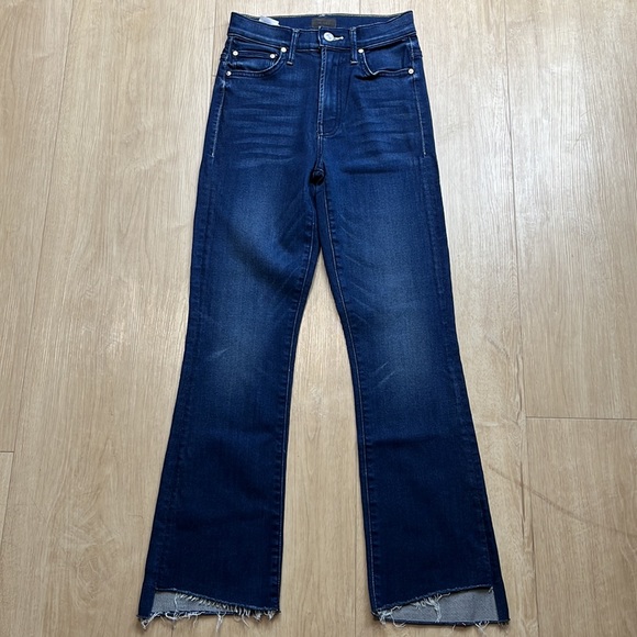 MOTHER The Insider Crop Step Fray Hem Blue Jeans High Waisted Tongue And Chic - Picture 4 of 10